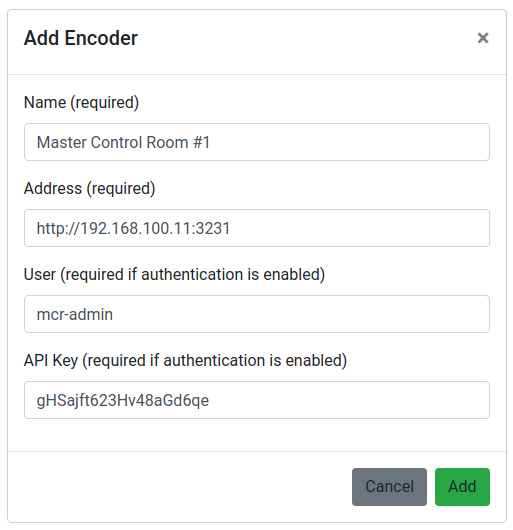 Encoder Settings