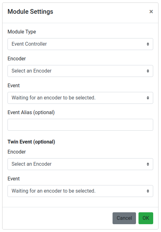 Event Controller Module Settings