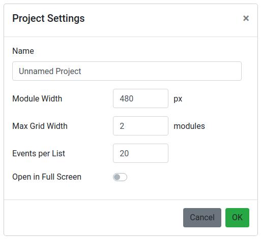 Project Settings Default State