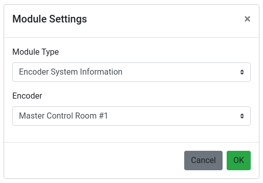 The Encoder System Module Information Settings